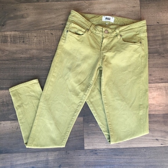 PAIGE Skyline Ankle Peg Jeans in Green 26 - Picture 3 of 7